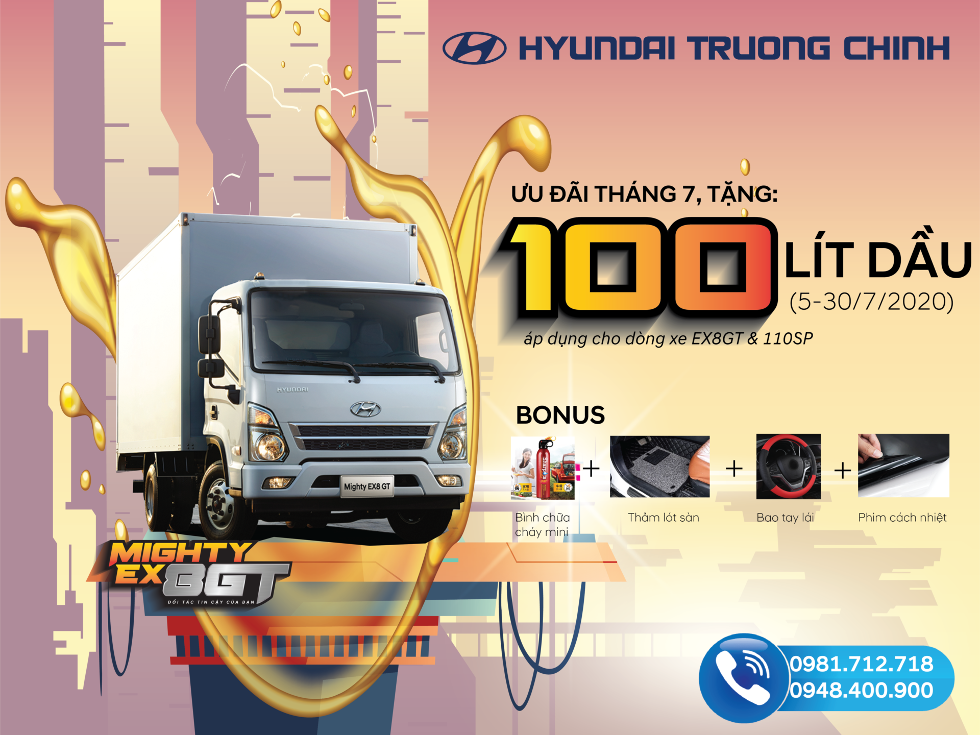 Tặng 100 lít dầu khi mua xe 110SP & EX8 trong tháng 7