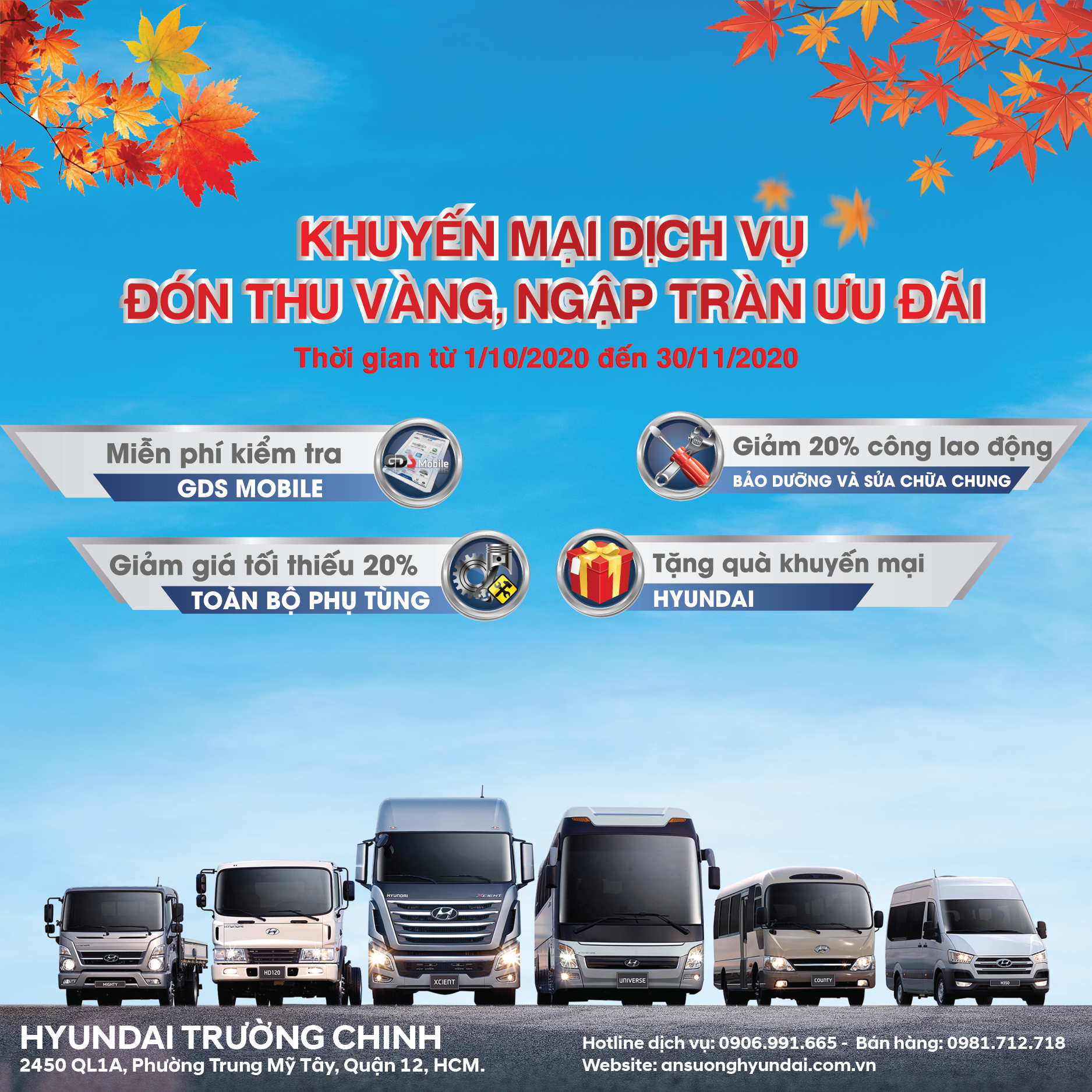 CHƯƠNG TRÌNH KHUYẾN MÃI DỊCH VỤ THÁNG 10 TẠI HYUNDAI TẢI TRƯỜNG CHINH